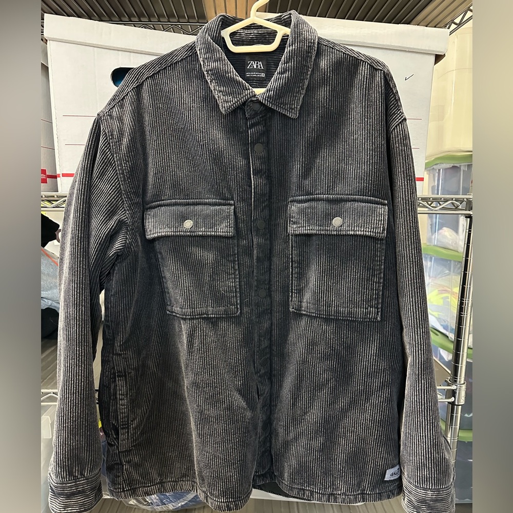 Zara Men's Charcoal Corduroy Shirt Jacket 2XL